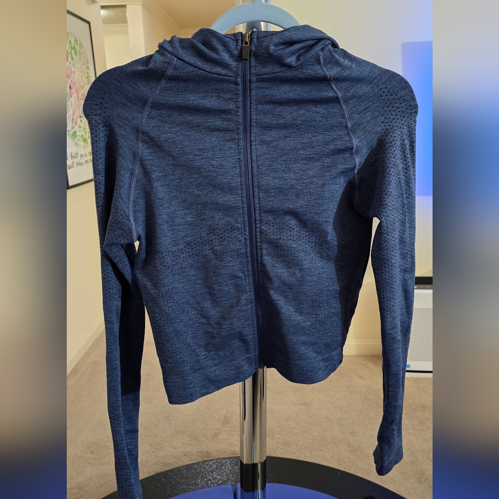 Tala SCULPT SEAMLESS ZIP THROUGH HOODIE JACKET- French navy marl